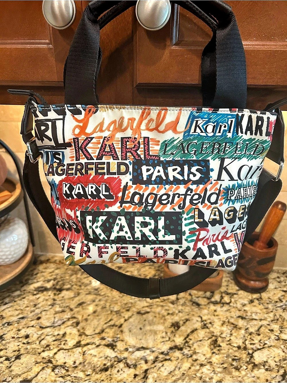 Karl Lagerfeld Paris Multi Color Graffiti Crossbody Bag